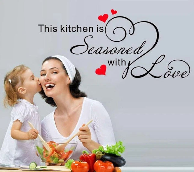 Seasoned with Love Removable Wall Sticker – Kitchen Quote Wall Decal - Go2buy Australia