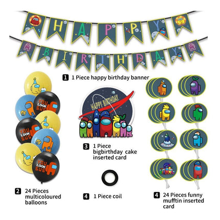 Set of Among Us Game Kids Birthday Party Supplies Balloons Banner Cupcake Topper - Go2buy Australia