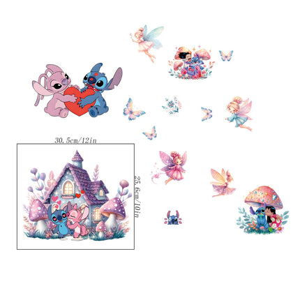 Stitch Inspired Kids Bedroom Wall Sticker with Fairies & Mushroom House - Go2buy Australia