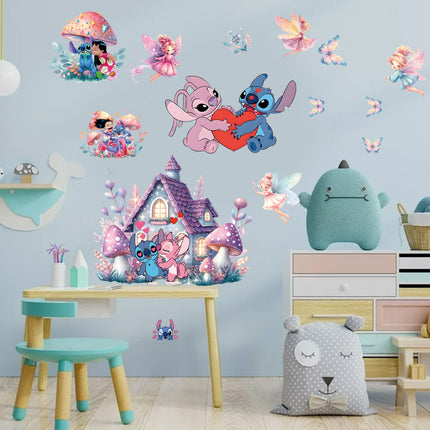 Stitch Inspired Kids Bedroom Wall Sticker with Fairies & Mushroom House - Go2buy Australia