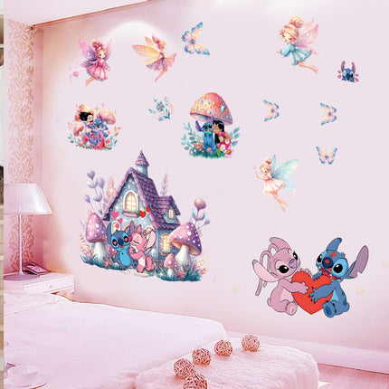 Stitch Inspired Kids Bedroom Wall Sticker with Fairies & Mushroom House - Go2buy Australia