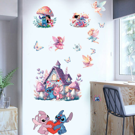 Stitch Inspired Kids Bedroom Wall Sticker with Fairies & Mushroom House - Go2buy Australia