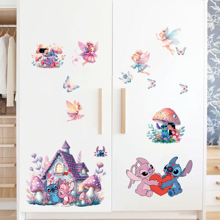 Stitch Inspired Kids Bedroom Wall Sticker with Fairies & Mushroom House - Go2buy Australia