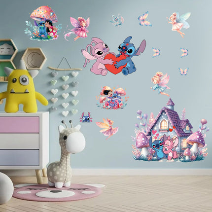 Stitch Inspired Kids Bedroom Wall Sticker with Fairies & Mushroom House - Go2buy Australia