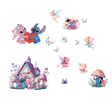 Stitch Inspired Kids Bedroom Wall Sticker with Fairies & Mushroom House - Go2buy Australia