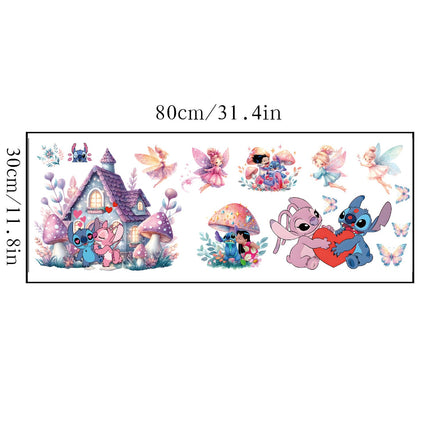 Stitch Inspired Kids Bedroom Wall Sticker with Fairies & Mushroom House - Go2buy Australia