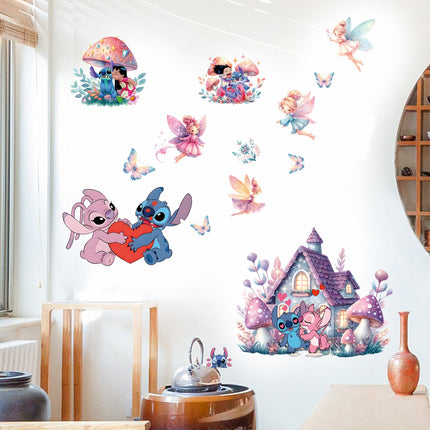 Stitch Inspired Kids Bedroom Wall Sticker with Fairies & Mushroom House - Go2buy Australia
