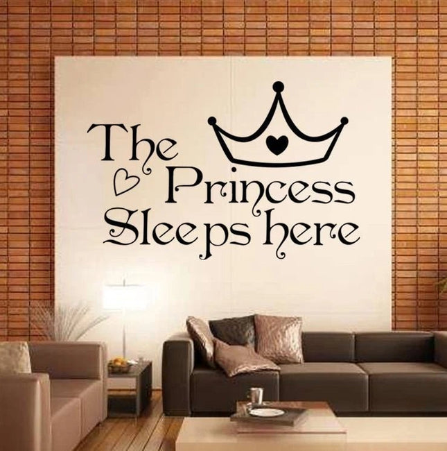 The Princess Sleeps Here Girls Bedroom Wall Sticker - Go2buy Australia