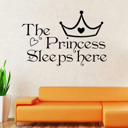 The Princess Sleeps Here Girls Bedroom Wall Sticker - Go2buy Australia
