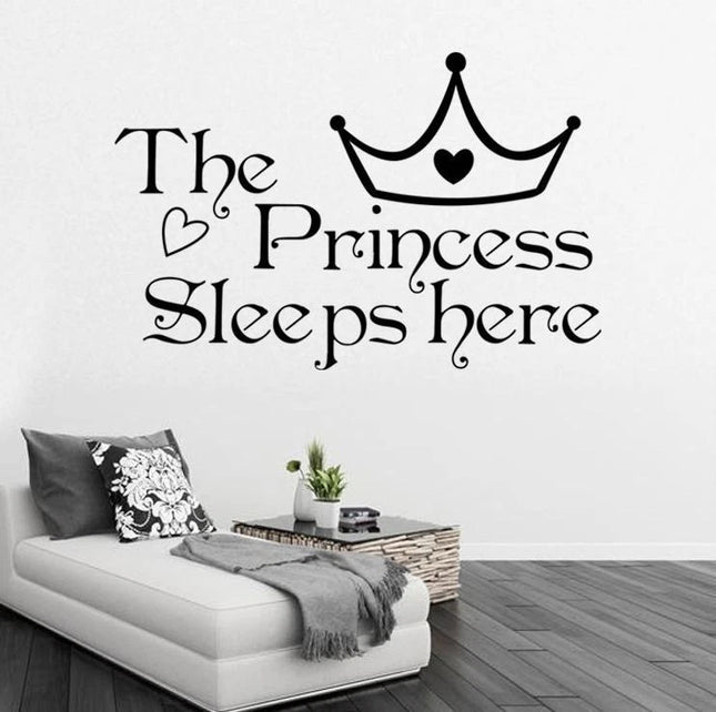 The Princess Sleeps Here Girls Bedroom Wall Sticker - Go2buy Australia