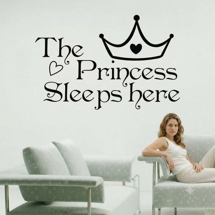 The Princess Sleeps Here Girls Bedroom Wall Sticker - Go2buy Australia