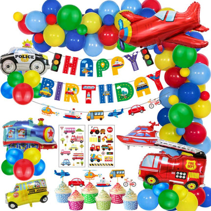 Transportation Helium Foil Balloons Happy Birthday Set Kids Party Decorations - Go2buy Australia