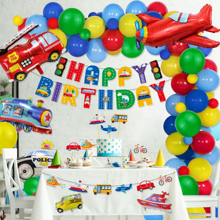 Transportation Helium Foil Balloons Happy Birthday Set Kids Party Decorations - Go2buy Australia