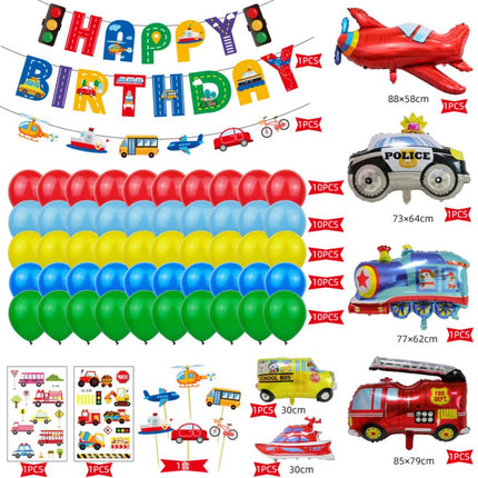 Transportation Helium Foil Balloons Happy Birthday Set Kids Party Decorations - Go2buy Australia