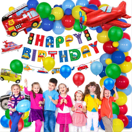Transportation Helium Foil Balloons Happy Birthday Set Kids Party Decorations - Go2buy Australia
