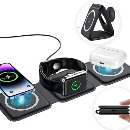 WALKNTALK 3 in 1 Wireless Charging Station Travel Charger iPhone AirPods iWatch - Go2buy Australia