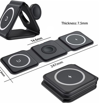 WALKNTALK 3 in 1 Wireless Charging Station Travel Charger iPhone AirPods iWatch - Go2buy Australia