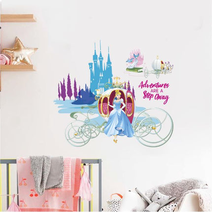 Wall Sticker Disney Princess Cinderella Pumpkin Cart Girl Removable Kids Decal - Go2buy Australia