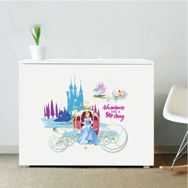 Wall Sticker Disney Princess Cinderella Pumpkin Cart Girl Removable Kids Decal - Go2buy Australia