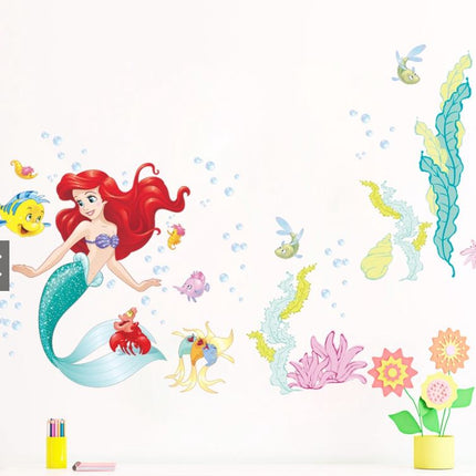 Wall Sticker Disney Princess Girl Removable Little Mermaid Kids Girl Room Decal - Go2buy Australia