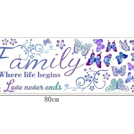 Wall Sticker Removable Family Love Never ends Purple Buttefly Living Room Decal - Go2buy Australia