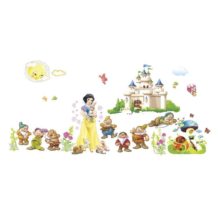 Wall Stickers Disney Princess Snow White Seven Dwarfs Removable Kids Room Decal - Go2buy Australia