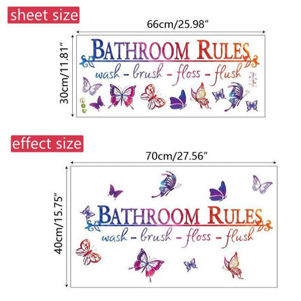 Wall Stickers Removable Bathroom Rules Butterfly Decal Picture Art - Go2buy Australia