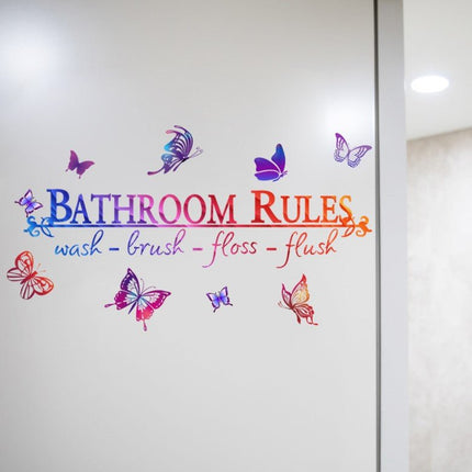 Wall Stickers Removable Bathroom Rules Butterfly Decal Picture Art - Go2buy Australia