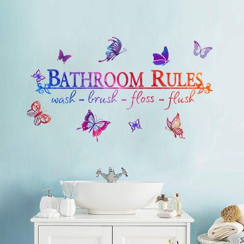 Wall Stickers Removable Bathroom Rules Butterfly Decal Picture Art - Go2buy Australia
