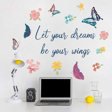 Wall Stickers Removable Butterfly Flower Dream Wings Living Room Decal Art Decor - Go2buy Australia