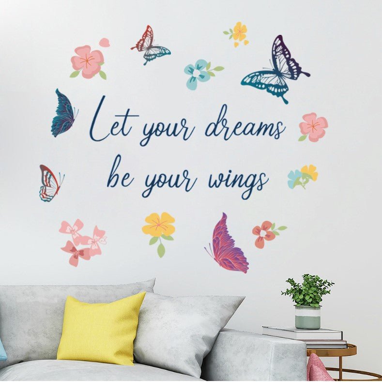 Wall Stickers Removable Butterfly Flower Dream Wings Living Room Decal Art Decor - Go2buy Australia