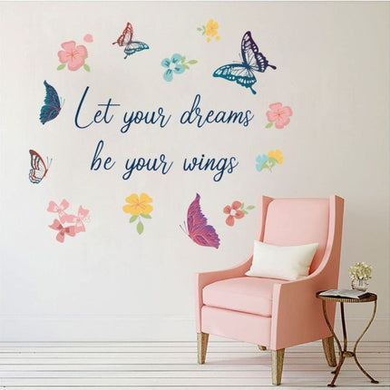 Wall Stickers Removable Butterfly Flower Dream Wings Living Room Decal Art Decor - Go2buy Australia