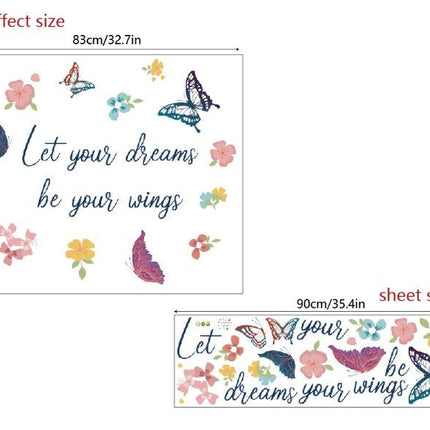 Wall Stickers Removable Butterfly Flower Dream Wings Living Room Decal Art Decor - Go2buy Australia