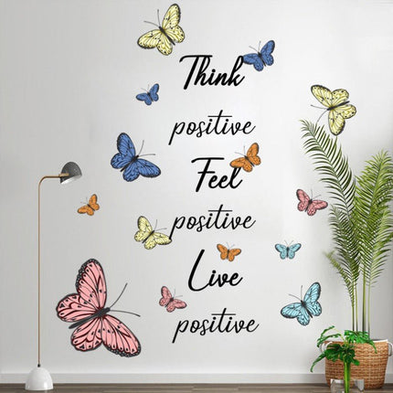 Wall Stickers Removable Butterfly Think Feel Live Living Room Decal Art Decor - Go2buy Australia