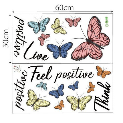 Wall Stickers Removable Butterfly Think Feel Live Living Room Decal Art Decor - Go2buy Australia