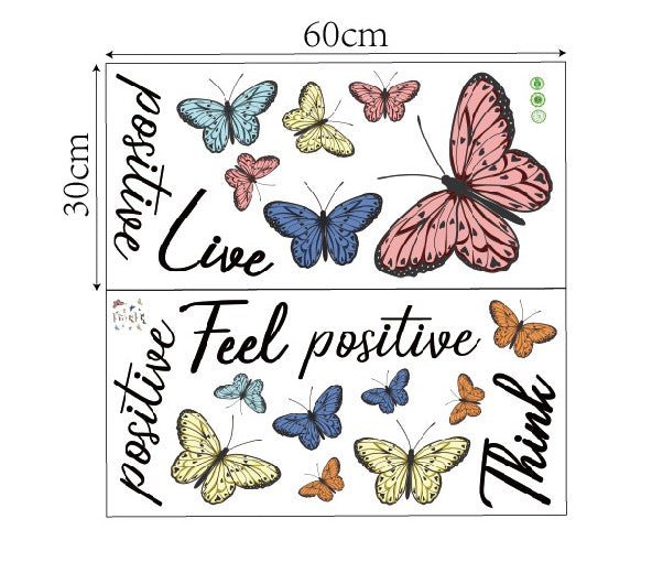 Wall Stickers Removable Butterfly Think Feel Live Living Room Decal Art Decor - Go2buy Australia