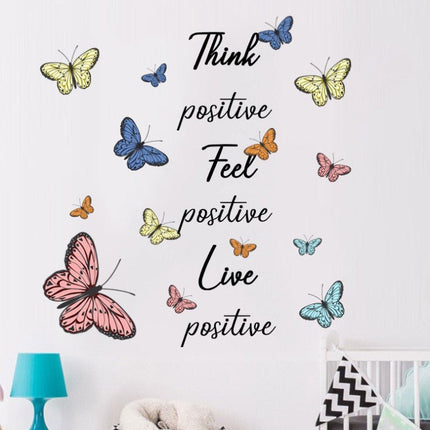 Wall Stickers Removable Butterfly Think Feel Live Living Room Decal Art Decor - Go2buy Australia