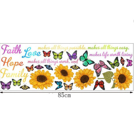 Wall Stickers Removable Faith Love Hope Family Sunflower Butterfly Room Decal - Go2buy Australia