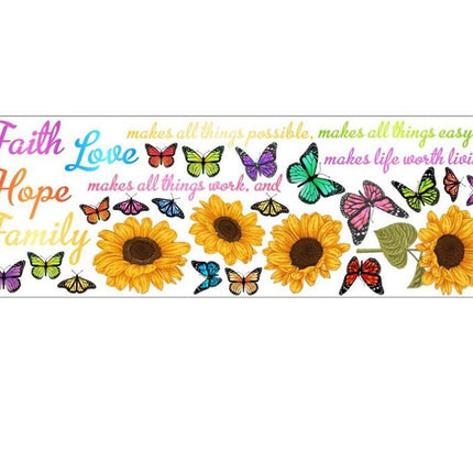 Wall Stickers Removable Faith Love Hope Family Sunflower Butterfly Room Decal - Go2buy Australia