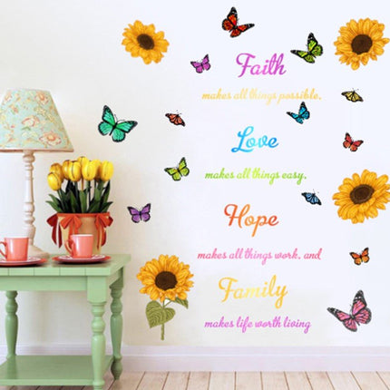 Wall Stickers Removable Faith Love Hope Family Sunflower Butterfly Room Decal - Go2buy Australia