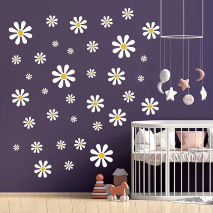 Wall Stickers Removable White Daisy Floewers Living Girl Room Bedroom Decal - Go2buy Australia