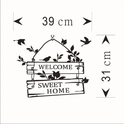 Welcome Sweet Home Removable Wall Sticker – Bird & Plant Wall Decal - Go2buy Australia