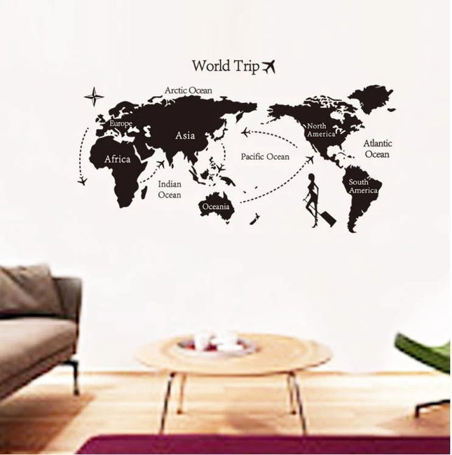World Trip Map Removable Wall Sticker – Large Travel Wall Decal - Go2buy Australia