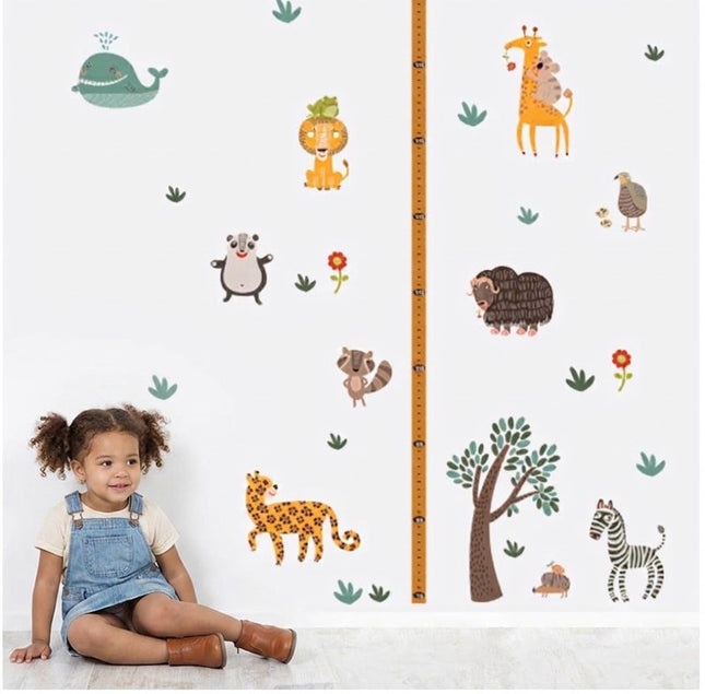 Zoo Animals Growth Chart Wall Sticker – Kids Height Measurement Wall Decal - Go2buy Australia