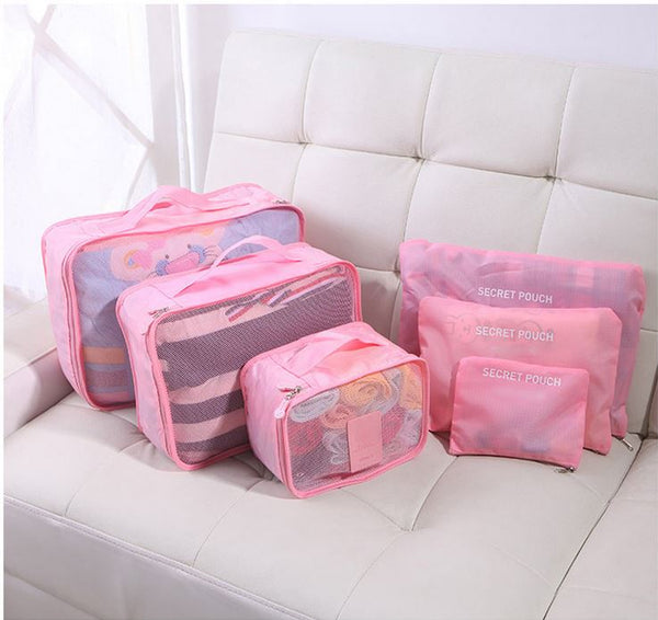 6PCS Travel Luggage Organizer Set Backpack Storage Pouches Suitcase Packing Bags(11 Colors Available)