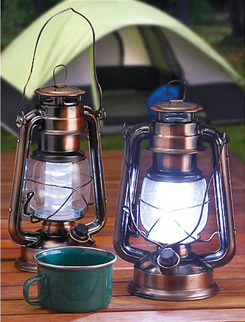 12 LED Vintage Hurricane Lantern w Built-in Dimmer Switch Camping Pergola