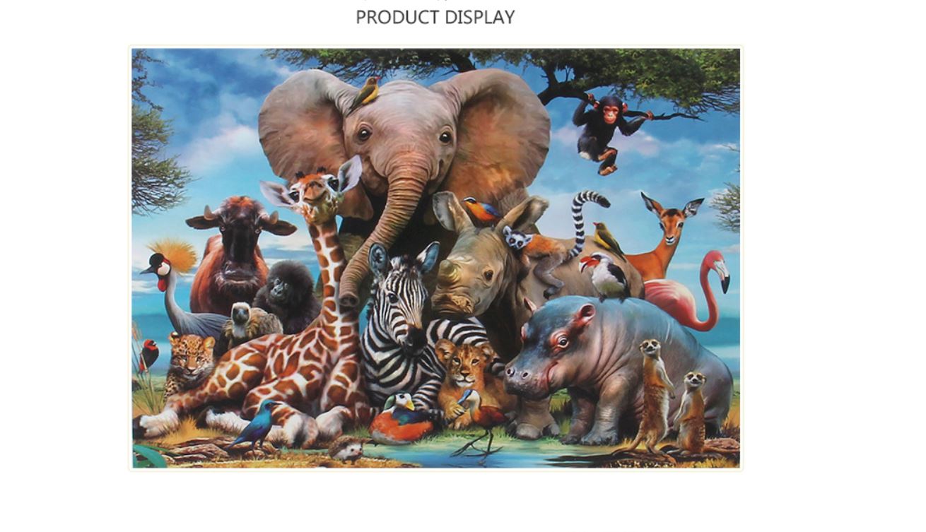 1000Pcs Thick Papers Jigsaw Puzzles Fun Game Challenge Gift For Adults Teens Kids (Animals World) - Go2buy Australia