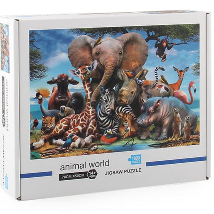 1000Pcs Thick Papers Jigsaw Puzzles Fun Game Challenge Gift For Adults Teens Kids (Animals World) - Go2buy Australia