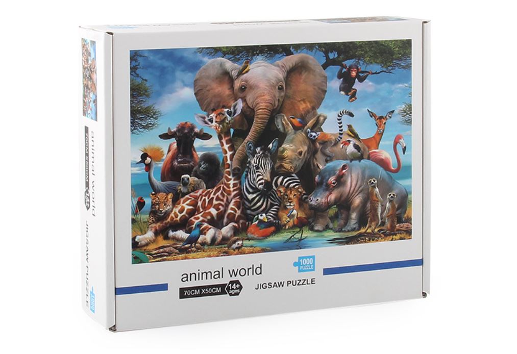 1000Pcs Thick Papers Jigsaw Puzzles Fun Game Challenge Gift For Adults Teens Kids (Animals World) - Go2buy Australia