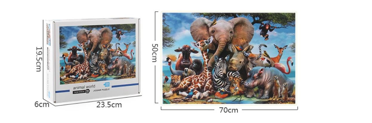 1000Pcs Thick Papers Jigsaw Puzzles Fun Game Challenge Gift For Adults Teens Kids (Animals World) - Go2buy Australia